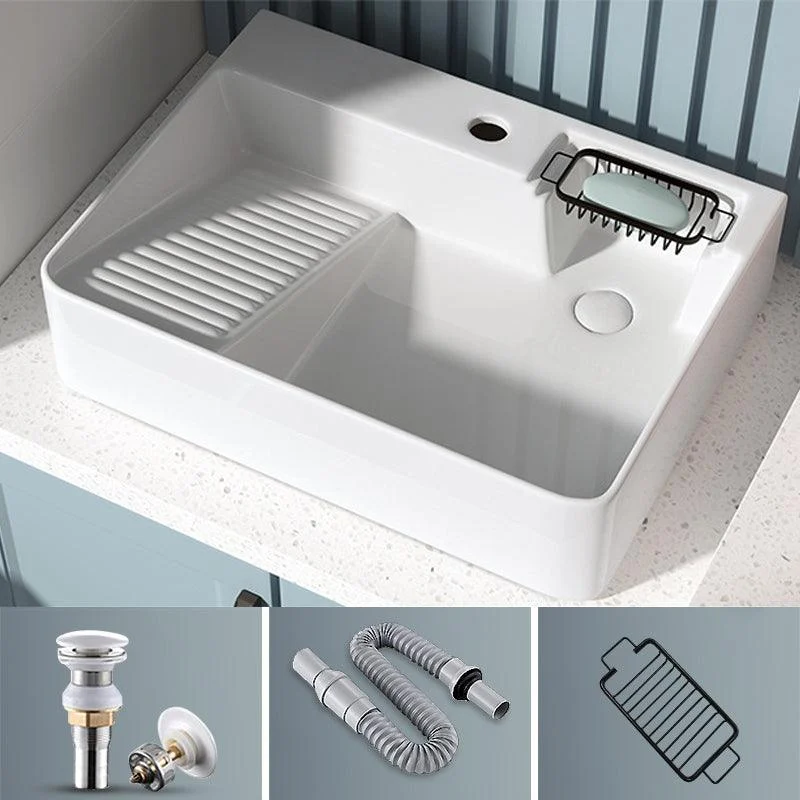 Modern Bathroom Sink Porcelain Right Basin with Pop-Up Drain and Tap Wash Stand -Bathlova