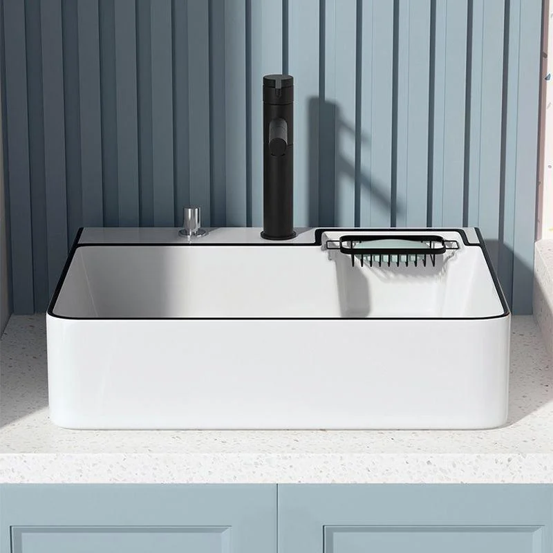 Modern Bathroom Sink Porcelain Right Basin with Pop-Up Drain and Tap Wash Stand -Bathlova