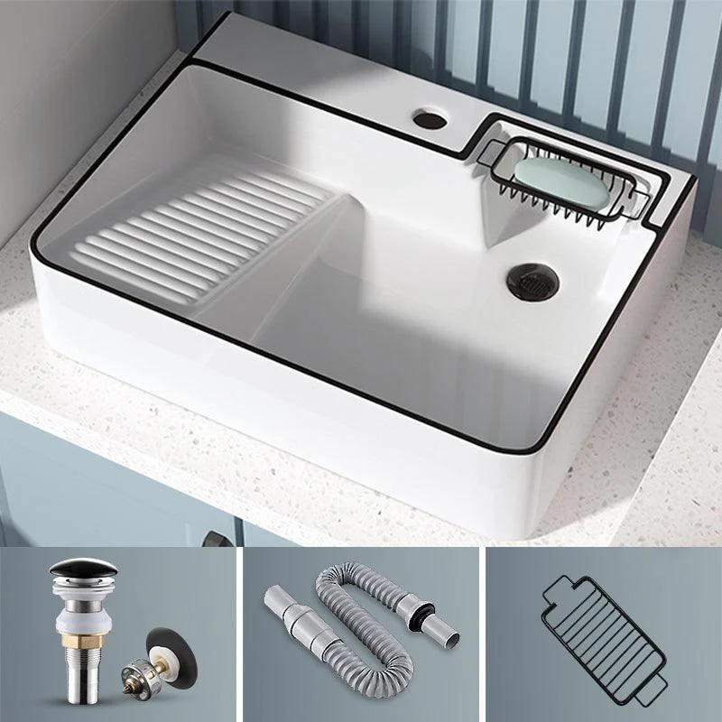 Modern Bathroom Sink Porcelain Right Basin with Pop-Up Drain and Tap Wash Stand -Bathlova