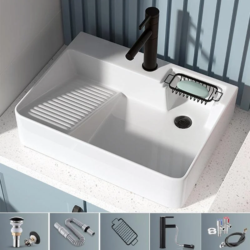 Modern Bathroom Sink Porcelain Right Basin with Pop-Up Drain and Tap Wash Stand -Bathlova