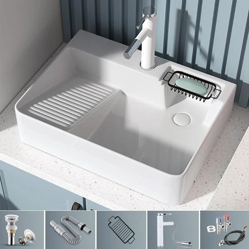 Modern Bathroom Sink Porcelain Right Basin with Pop-Up Drain and Tap Wash Stand -Bathlova