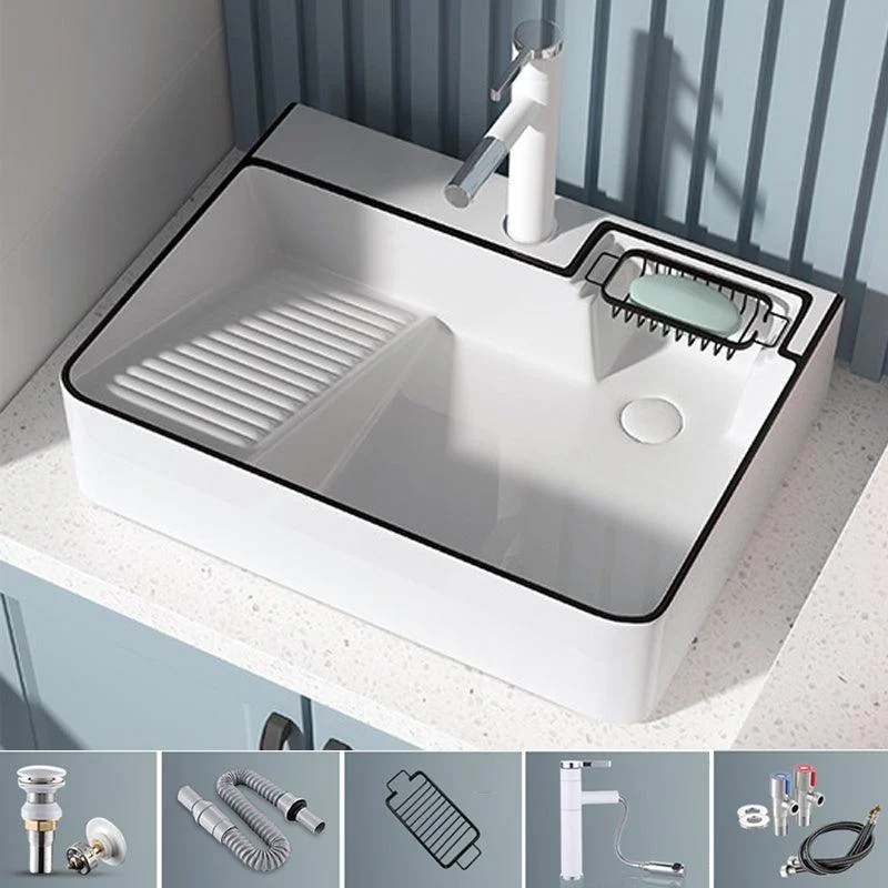 Modern Bathroom Sink Porcelain Right Basin with Pop-Up Drain and Tap Wash Stand -Bathlova