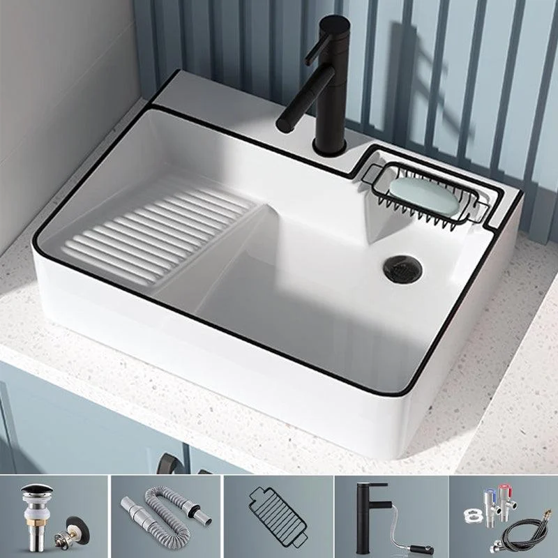 Modern Bathroom Sink Porcelain Right Basin with Pop-Up Drain and Tap Wash Stand -Bathlova