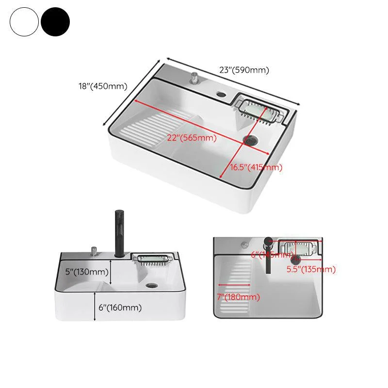 Modern Bathroom Sink Porcelain Right Basin with Pop-Up Drain and Tap Wash Stand -Bathlova