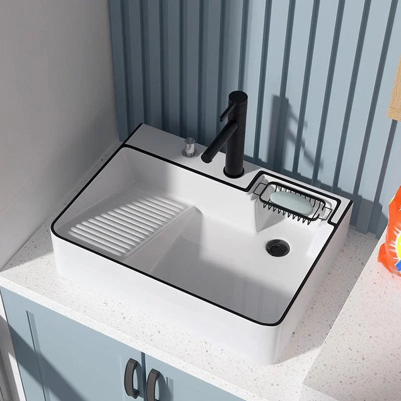 Modern Bathroom Sink Porcelain Right Basin with Pop-Up Drain and Tap Wash Stand -Bathlova