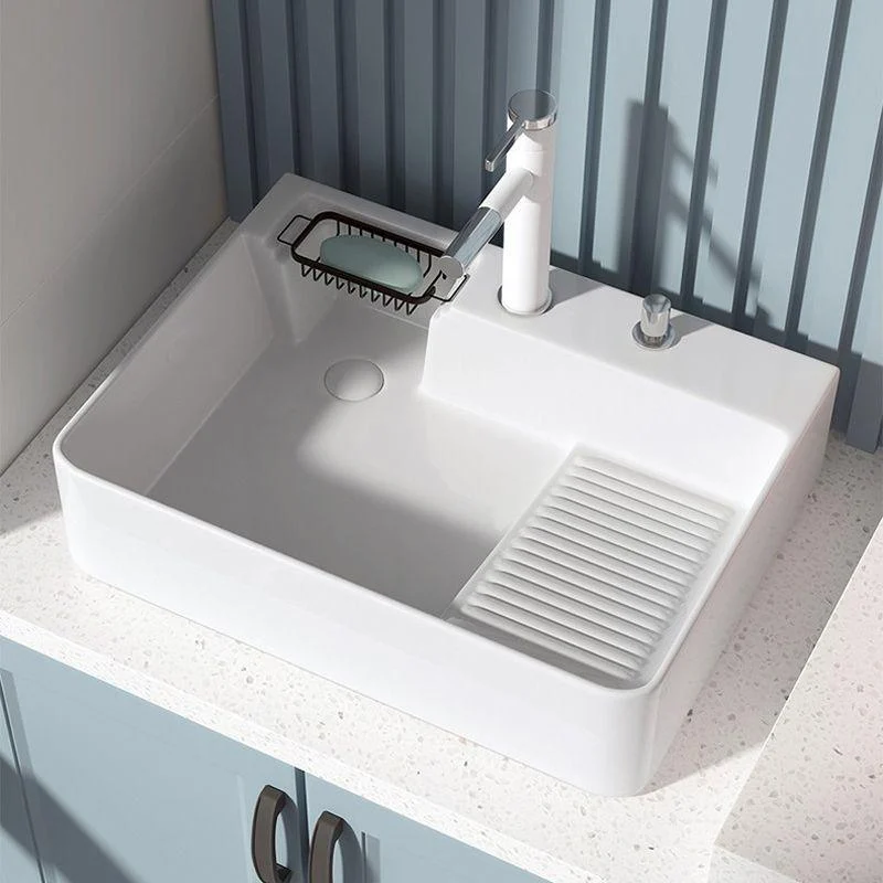 Modern Bathroom Sink Porcelain Right Basin with Pop-Up Drain and Tap Wash Stand -Bathlova