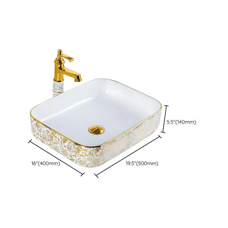 Modern Bathroom Sink Porcelain Round Hand Painted with Overflow and Tap Wash Stand -Bathlova