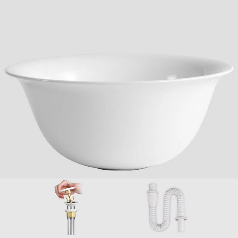 Modern Bathroom Sink Porcelain Round with Pop-Up Drain Vessel Bathroom Sink -Bathlova