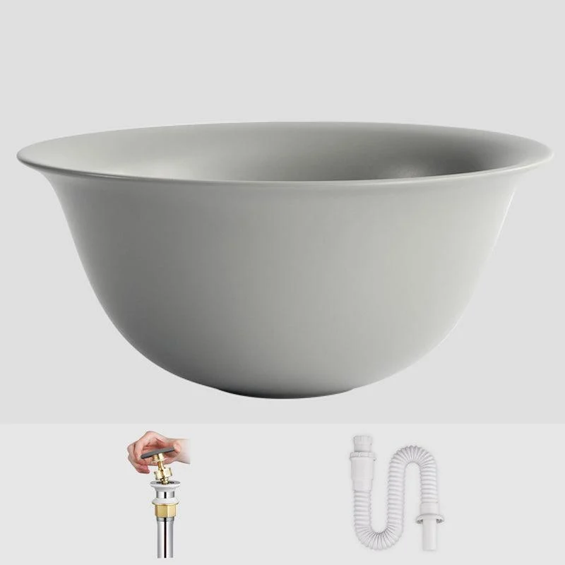 Modern Bathroom Sink Porcelain Round with Pop-Up Drain Vessel Bathroom Sink -Bathlova