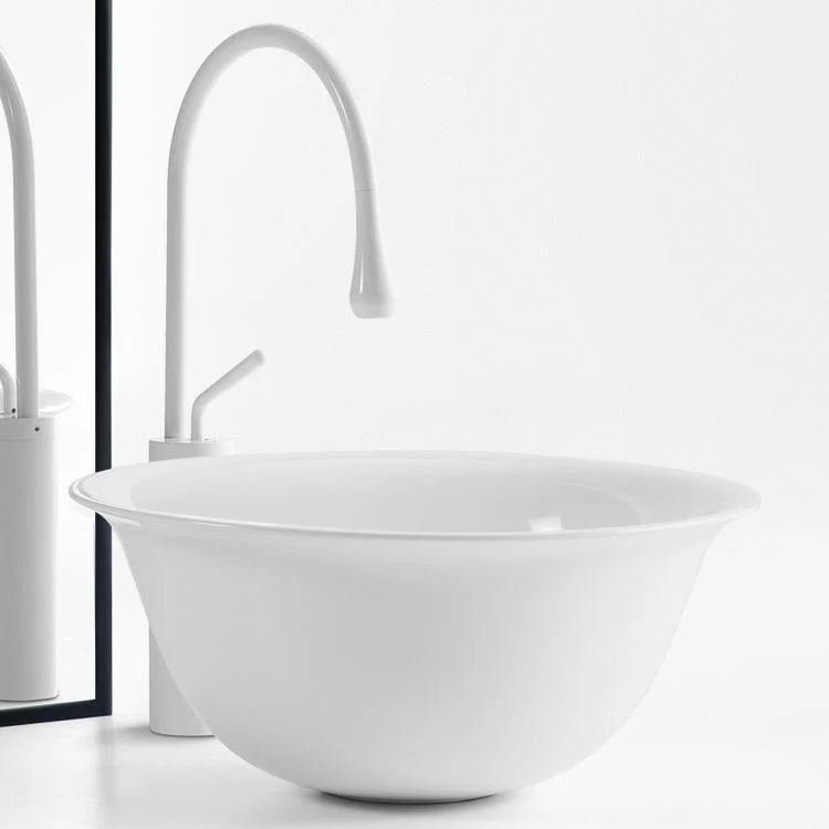 Modern Bathroom Sink Porcelain Round with Pop-Up Drain Vessel Bathroom Sink -Bathlova