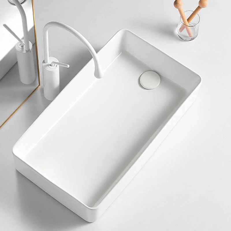 Modern Bathroom Sink Porcelain Solid Color Rectangular Vessel Bathroom Sink -Bathlova