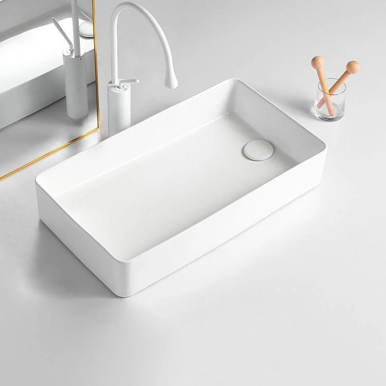 Modern Bathroom Sink Porcelain Solid Color Rectangular Vessel Bathroom Sink -Bathlova