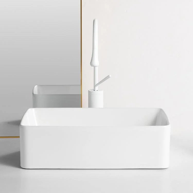 Modern Bathroom Sink Porcelain Solid Color Rectangular Vessel Bathroom Sink -Bathlova