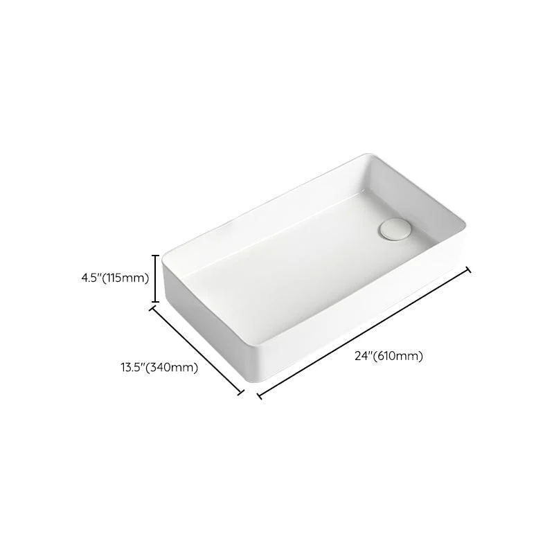 Modern Bathroom Sink Porcelain Solid Color Rectangular Vessel Bathroom Sink -Bathlova