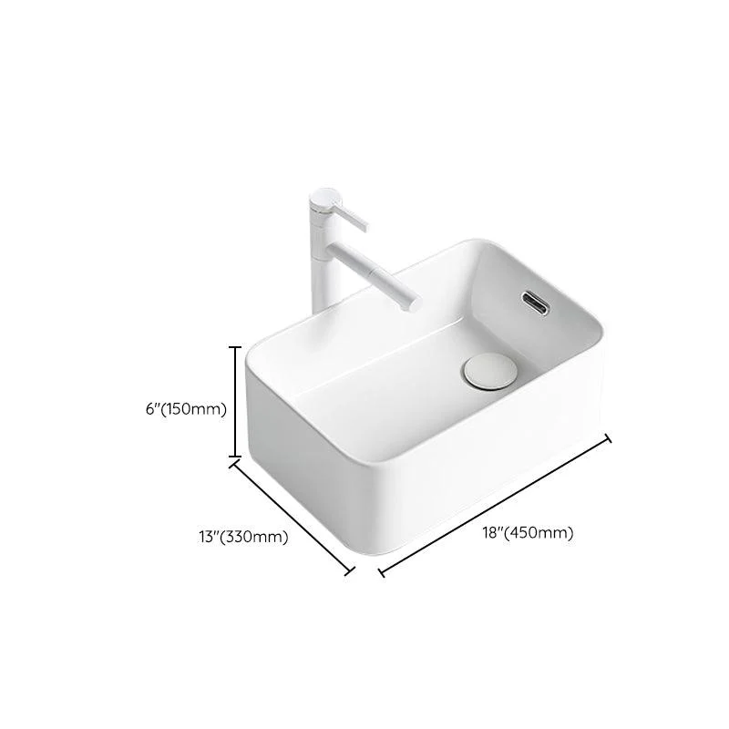 Modern Bathroom Sink Porcelain Solid Color Rectangular Vessel Bathroom Sink -Bathlova