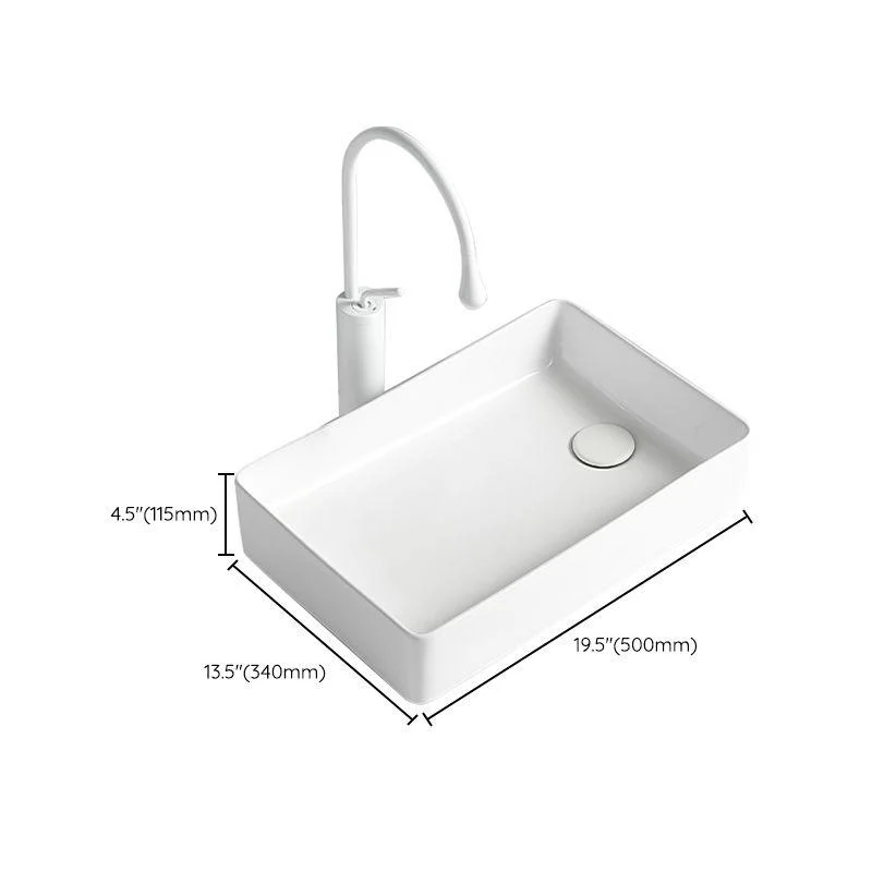 Modern Bathroom Sink Porcelain Solid Color Rectangular Vessel Bathroom Sink -Bathlova