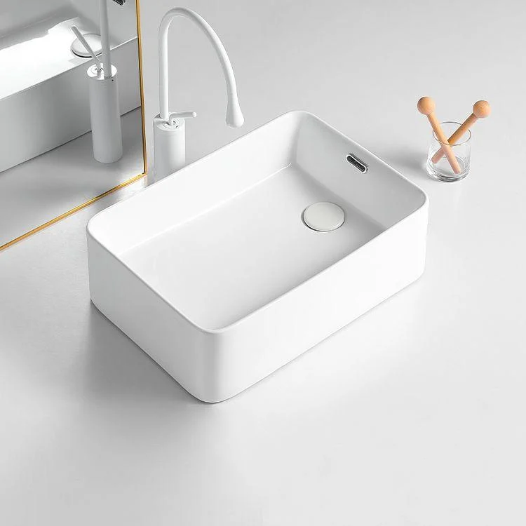 Modern Bathroom Sink Porcelain Solid Color Rectangular Vessel Bathroom Sink -Bathlova