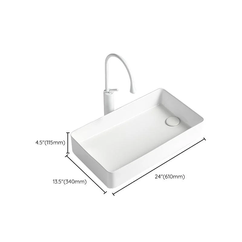 Modern Bathroom Sink Porcelain Solid Color Rectangular Vessel Bathroom Sink -Bathlova