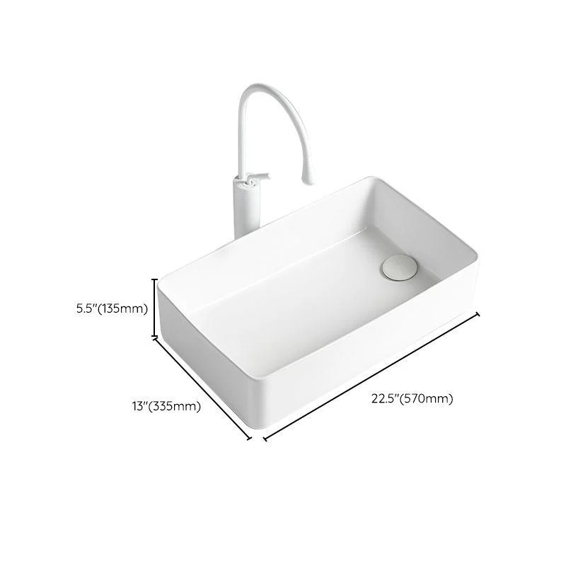 Modern Bathroom Sink Porcelain Solid Color Rectangular Vessel Bathroom Sink -Bathlova