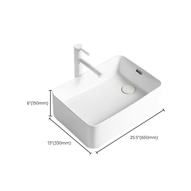 Modern Bathroom Sink Porcelain Solid Color Rectangular Vessel Bathroom Sink -Bathlova