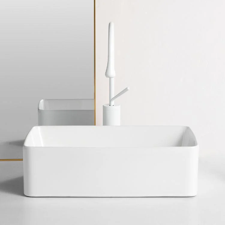 Modern Bathroom Sink Porcelain Solid Color Rectangular Vessel Bathroom Sink -Bathlova