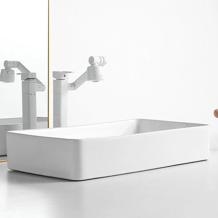 Modern Bathroom Sink Porcelain Solid Color Rectangular Vessel Bathroom Sink -Bathlova