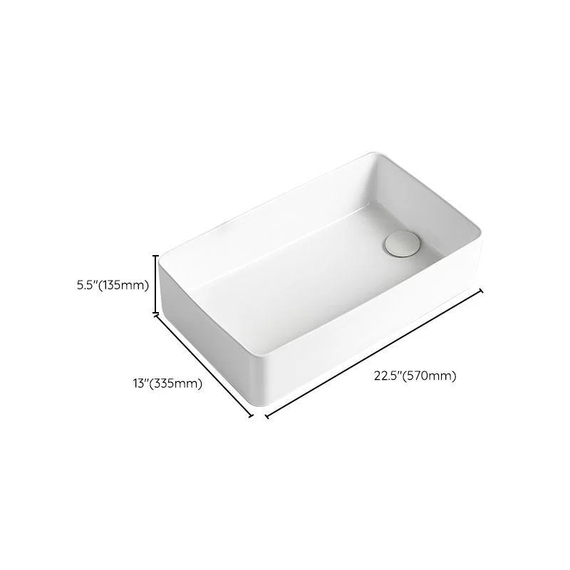 Modern Bathroom Sink Porcelain Solid Color Rectangular Vessel Bathroom Sink -Bathlova