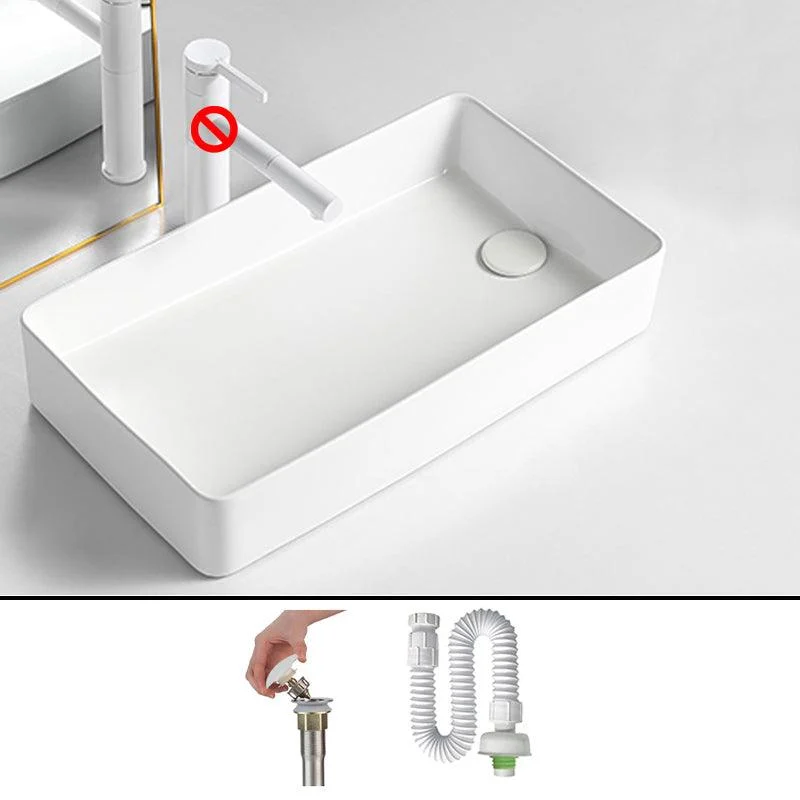 Modern Bathroom Sink Porcelain Solid Color Rectangular Vessel Bathroom Sink -Bathlova