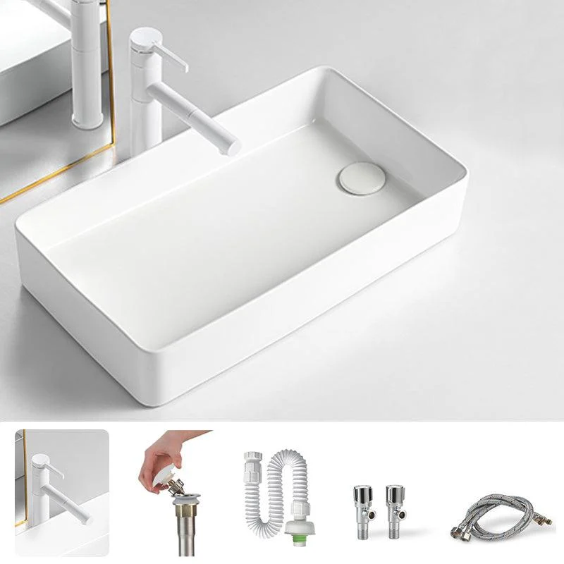 Modern Bathroom Sink Porcelain Solid Color Rectangular Vessel Bathroom Sink -Bathlova