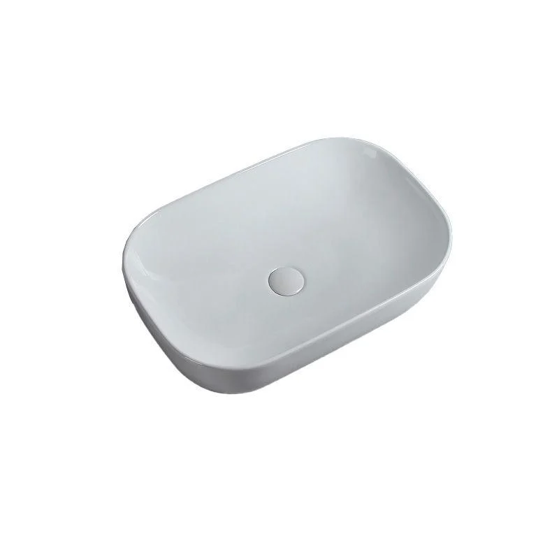 Modern Bathroom Sink Porcelain Solid Color Rectangular Vessel Sink with Pop-Up Drain -Bathlova