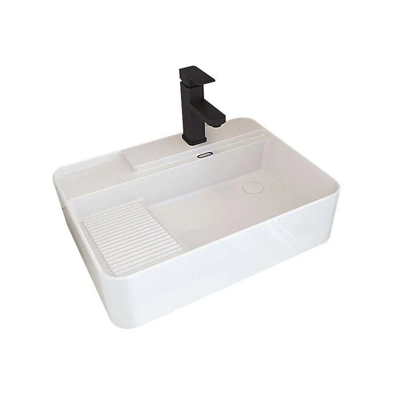 Modern Bathroom Sink Porcelain Solid Color Rectangular Vessel with Pop-Up Drain -Bathlova