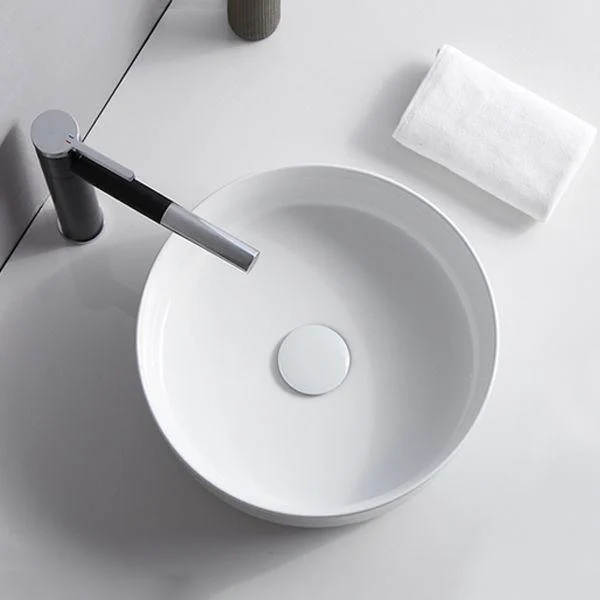 Modern Bathroom Sink Porcelain Solid Color Round Vessel Bathroom Sink -Bathlova