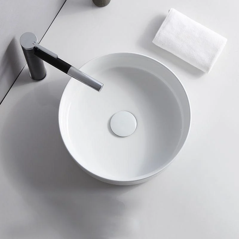 Modern Bathroom Sink Porcelain Solid Color Round Vessel Bathroom Sink -Bathlova