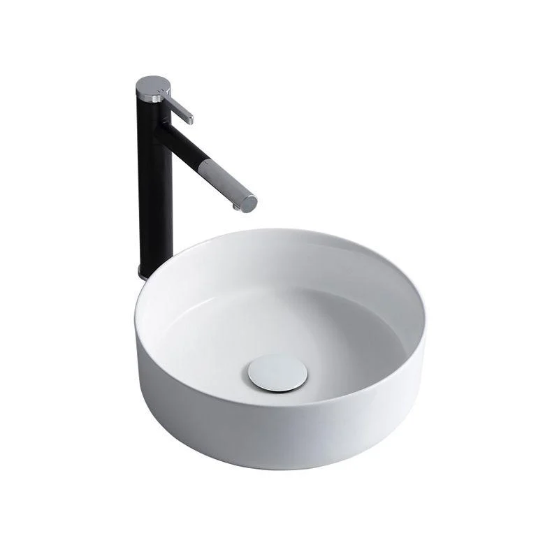 Modern Bathroom Sink Porcelain Solid Color Round Vessel Bathroom Sink -Bathlova