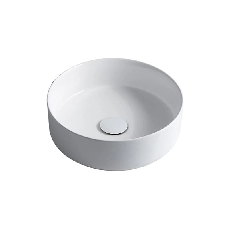 Modern Bathroom Sink Porcelain Solid Color Round Vessel Bathroom Sink -Bathlova