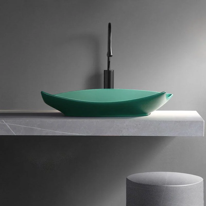 Modern Bathroom Sink Porcelain Specialty Vessel Bathroom Sink with Pop-Up Drain -Bathlova