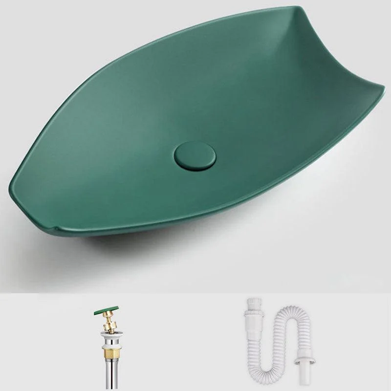 Modern Bathroom Sink Porcelain Specialty Vessel Bathroom Sink with Pop-Up Drain -Bathlova