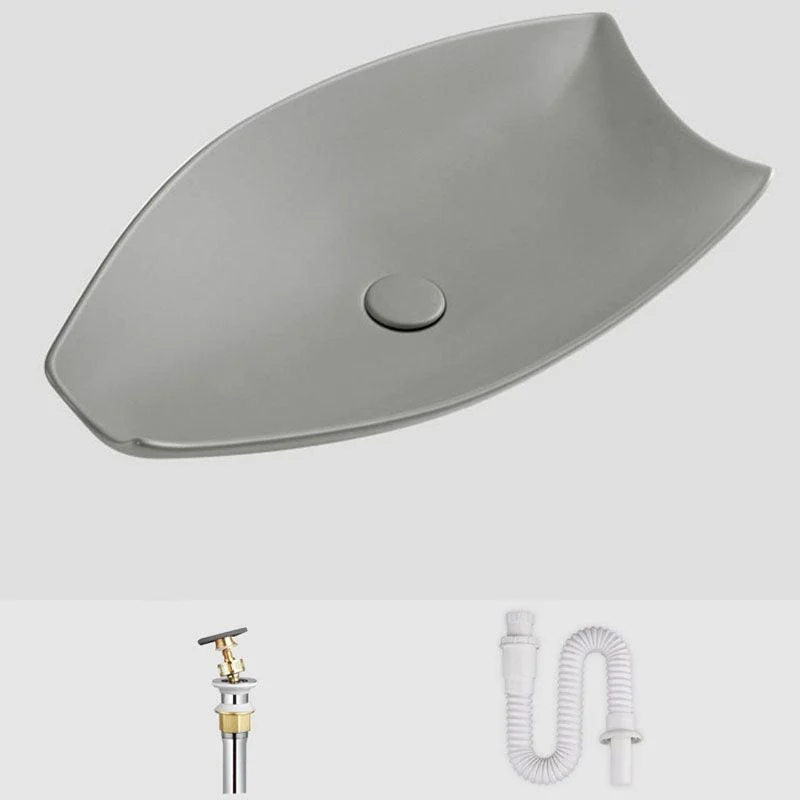 Modern Bathroom Sink Porcelain Specialty Vessel Bathroom Sink with Pop-Up Drain -Bathlova