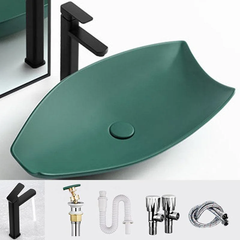 Modern Bathroom Sink Porcelain Specialty Vessel Bathroom Sink with Pop-Up Drain -Bathlova