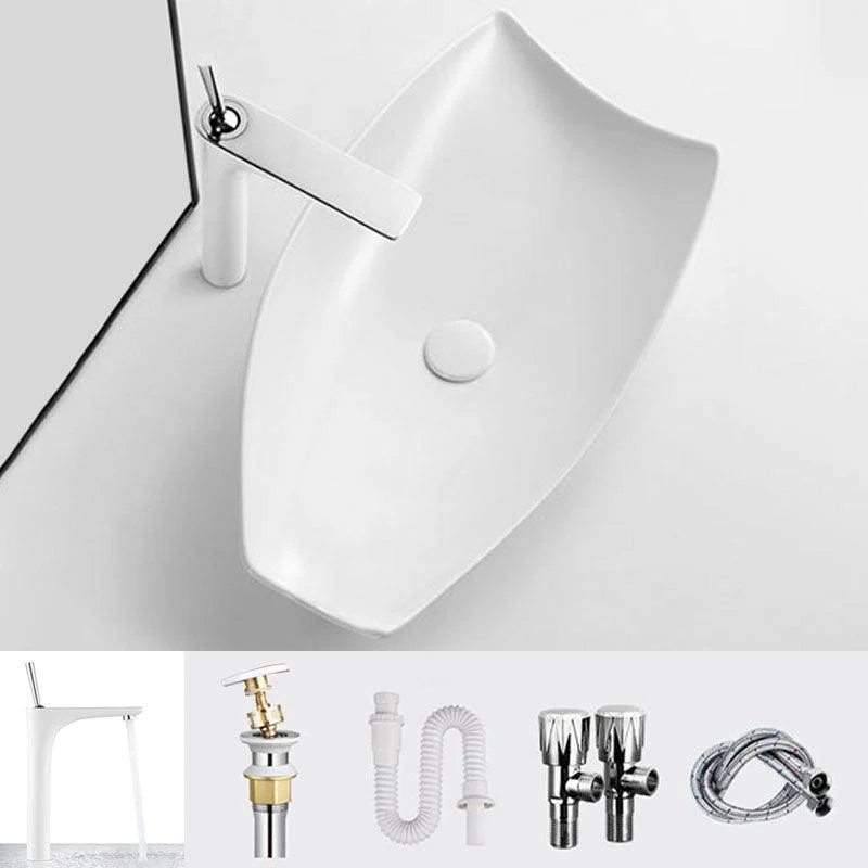 Modern Bathroom Sink Porcelain Specialty Vessel Bathroom Sink with Pop-Up Drain -Bathlova