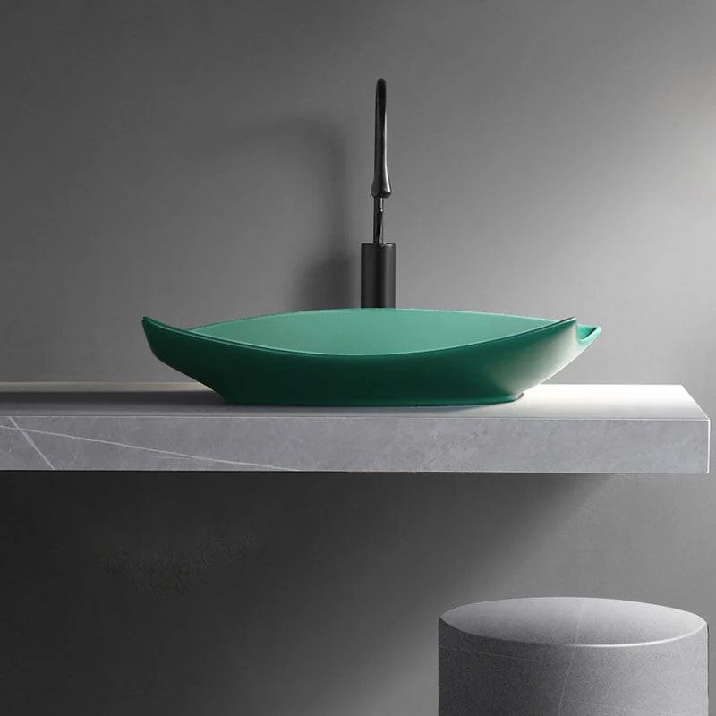 Modern Bathroom Sink Porcelain Specialty Vessel Bathroom Sink with Pop-Up Drain -Bathlova