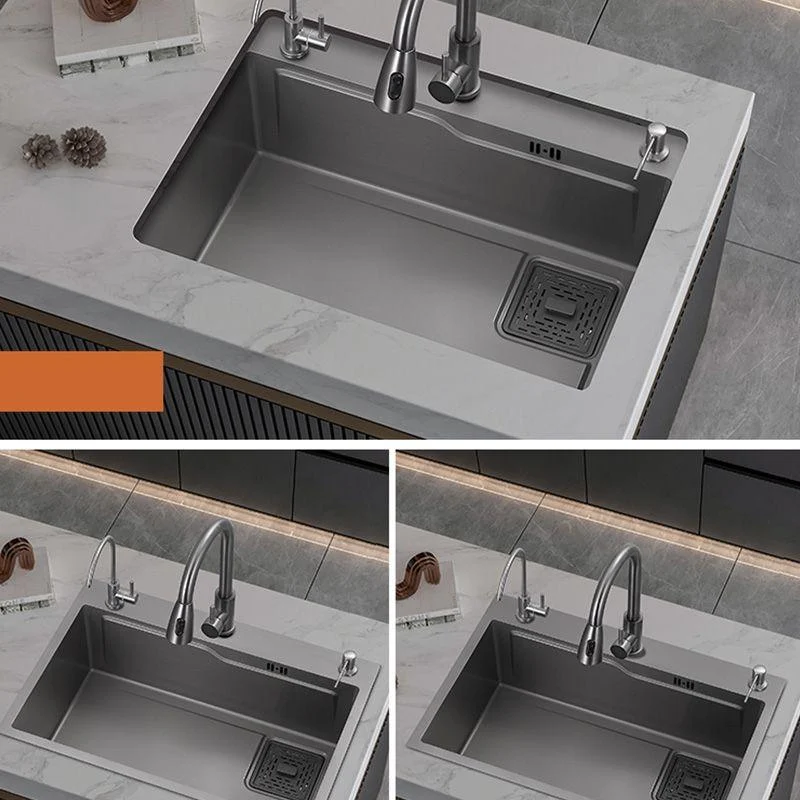 Modern Kitchen Bar Sink Stainless Steel with Basket Strainer Workstation Ledge -Bathlova