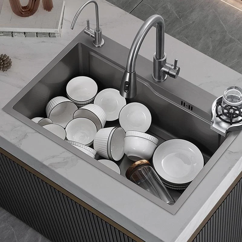 Modern Kitchen Bar Sink Stainless Steel with Basket Strainer Workstation Ledge -Bathlova