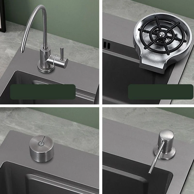 Modern Kitchen Bar Sink Stainless Steel with Basket Strainer Workstation Ledge -Bathlova