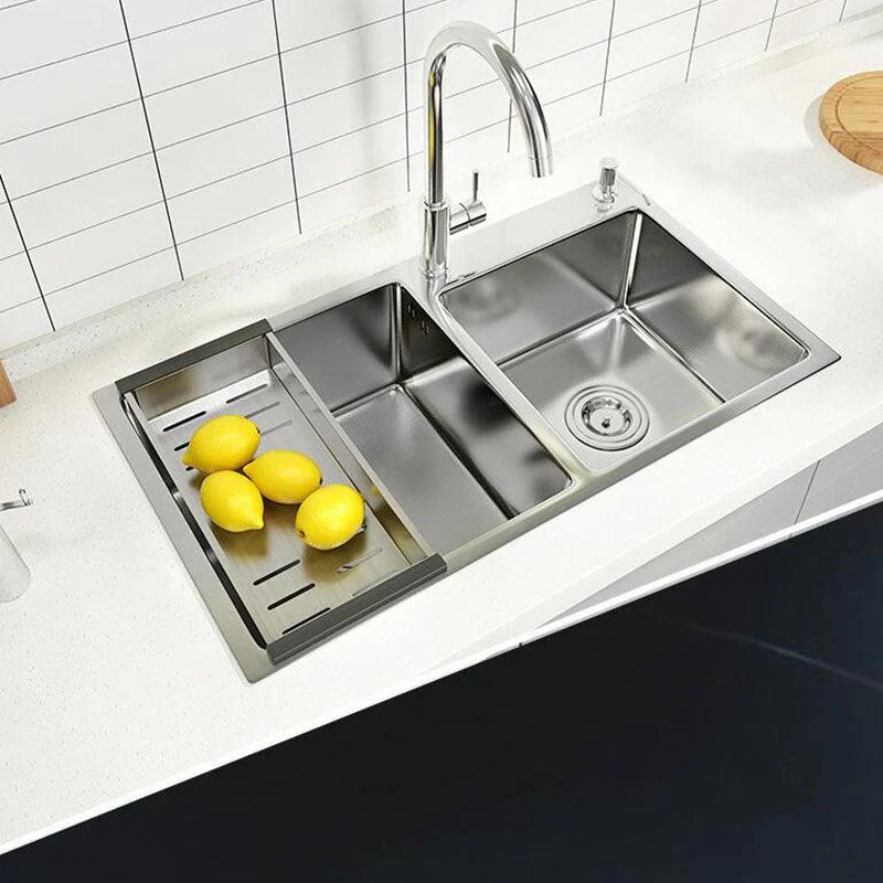 Modern Kitchen Bar Sink Stainless Steel with Drain Strainer Kit and Soap Dispenser Sink -Bathlova