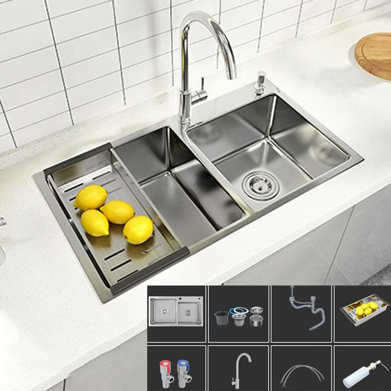 Modern Kitchen Bar Sink Stainless Steel with Drain Strainer Kit and Soap Dispenser Sink -Bathlova