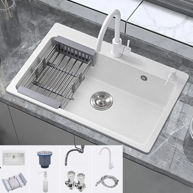 Modern Kitchen Sink Quartz with Accessories and Tap Drop-In Workstation Sink -Bathlova