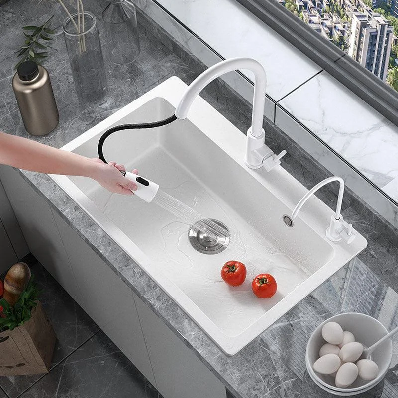 Modern Kitchen Sink Quartz with Accessories and Tap Drop-In Workstation Sink -Bathlova