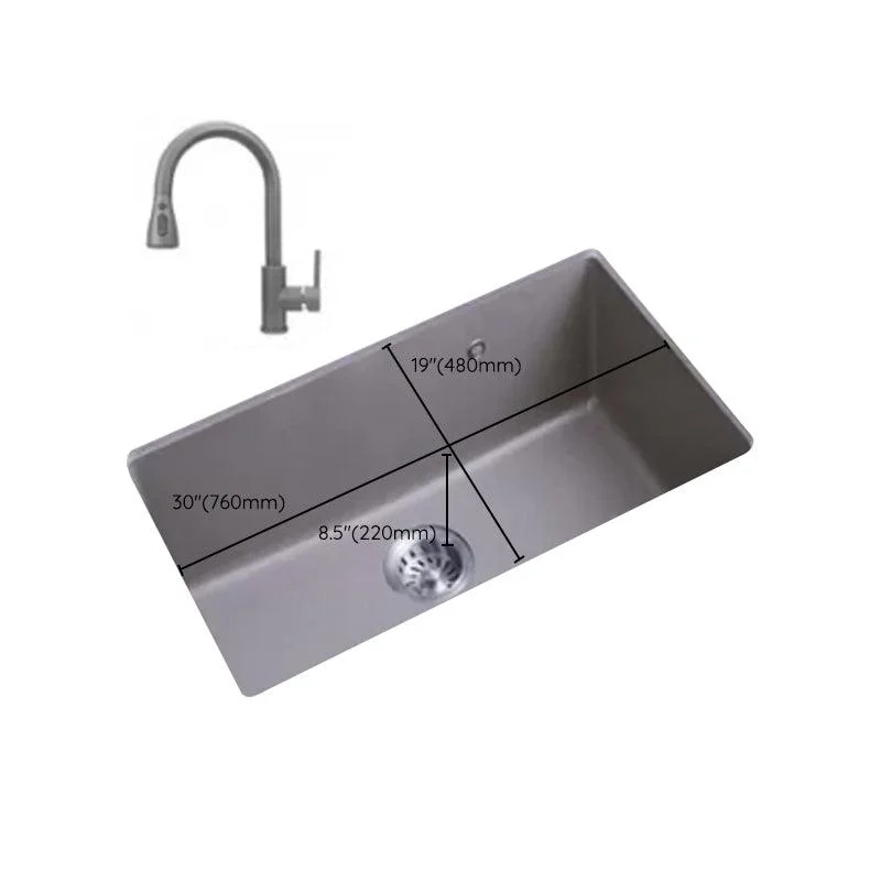 Modern Kitchen Sink Rectangular Grey Tap Pull-out Anti-spill Sink -Bathlova