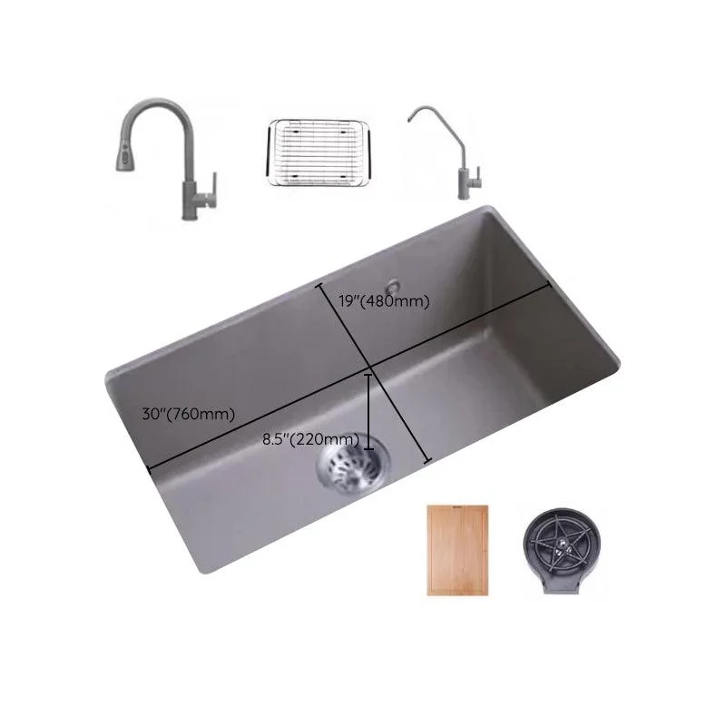 Modern Kitchen Sink Rectangular Grey Tap Pull-out Anti-spill Sink -Bathlova